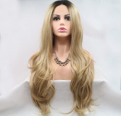 13*3" Lace Front Wigs Synthetic Long Wavy 24" 130% Density