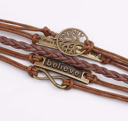 Alloy PU Leather Rope Bracelet