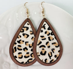 Teardrop Shape Wooden Dangle Earrings