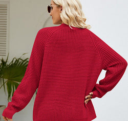 Open Front Raglan Sleeve Pocketed Cardigan