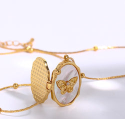 Butterfly Shell Pendant Copper Necklace