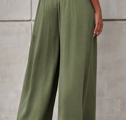 Drawstring Waist Wide Leg Pants