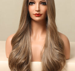 13*2" Lace Front Wigs Synthetic Long Wave 26" 150% Density in Golden Brown