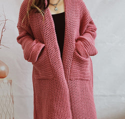 Open Front Long Sleeve Cardigan with Pockets