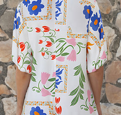 Pocketed Printed Half Sleeve Romper