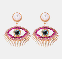 Evil Eye Shape Rhinestone Zinc Alloy Synthetic Dangle Earrings