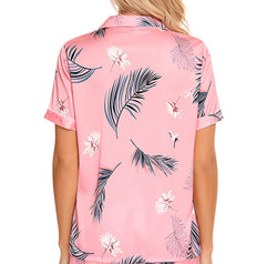 Printed Button Up Short Sleeve Top and Shorts Lounge Set