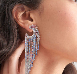 Fringed Rhinestone Zinc Alloy Dangle Earrings