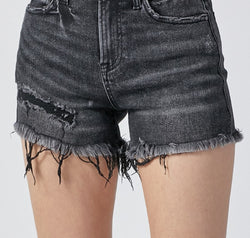 RISEN Raw Hem Denim Shorts with Pockets