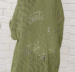 Openwork Open Front Long Sleeve Cardigan