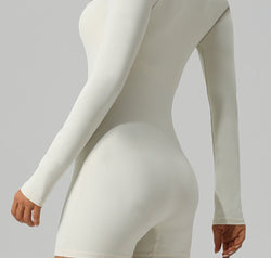 Square Neck Long Sleeve Active Romper
