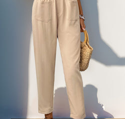 Frill High Waist Pants with Pockets