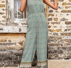 Perfee Bohemian Spaghetti Strap Low Back Jumpsuit
