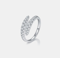 925 Sterling Silver Moissanite Bypass Ring