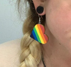 Leather Colorful Striped Heart Earrings