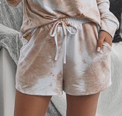 Tie-Dye Drawstring Shorts with Pockets