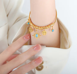 Gold-Plated Titanium Steel Charm Bracelet