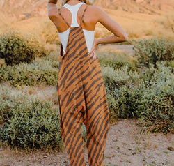 Full Size Printed V-Neck Sleeveless Jumpsuit