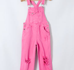 Distressed Pocketed Wide Strap Denim Overalls