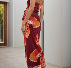 Printed Tube Sleeveless Maxi Dress