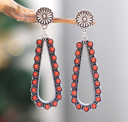 Alloy Beaded Teardrop Earrings