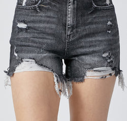 RISEN Full Size High Rise Distressed Denim Shorts
