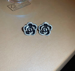 Copper Rhinestone Flower Earrings