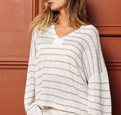 BiBi Stripe V-Neck Knit Top