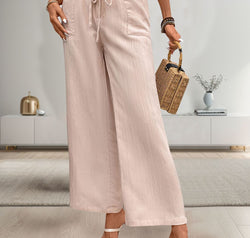 Tied Wide Leg Pants with Pockets