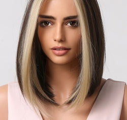 13*1" Full-Machine Wigs Synthetic Mid-length Straight 9"