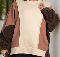 Plus Size Color Block Long Sleeve Hoodie