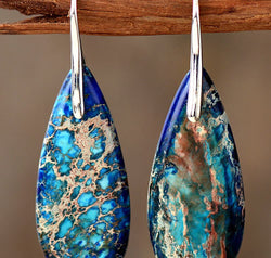 Handmade Teardrop Shape Natural Stone Dangle Earrings