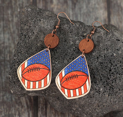 Printed Wooden Dangle Earrings