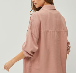 RISEN Full Size Button Up Long Sleeve Denim Shirt