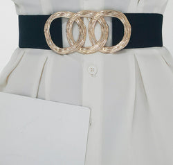 Zinc Alloy Buckle Elastic Wide Belt