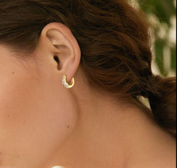 925 Sterling Silver Moissanite Huggie Earrings