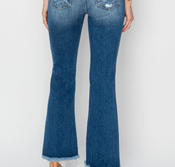 RISEN Full Size Frayed Step Hem Ankle Straight Jeans