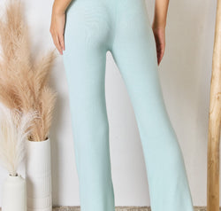 RISEN Full Size High Waist Ultra Soft Knit Flare Pants