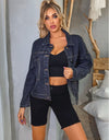 Collared Neck Dropped Shoulder Denim Jacket