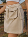 Pocketed Elastic Waist Denim Skirt