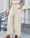 Drawstring Pocketed Wide Leg Pant