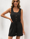 Ivy Lane Buttoned Round Neck Sleeveless Romper