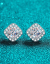 925 Sterling Silver Inlaid 2 Carat Moissanite Square Stud Earrings