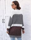 Color Block Open Front Cardigan