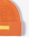 NEWYORK Patch Rib-Knit Cuffed Beanie