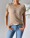 Round Neck Short Sleeve Knit Top