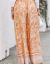 Floral Tie Front Wide Leg Pants