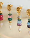 Natural Stone Freshwater Pearl Dangle Earrings