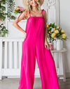 Veveret Pocketed Spaghetti Strap Wide Leg Jumpsuit