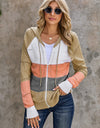 Zip-Up Raglan Sleeve Openwork Hooded Cardigan